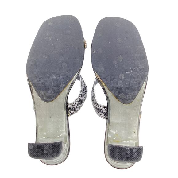 Prada VTG Women’s Sandals Lucite Clear Heel with Flower and Lace in Black - Picture 5 of 5